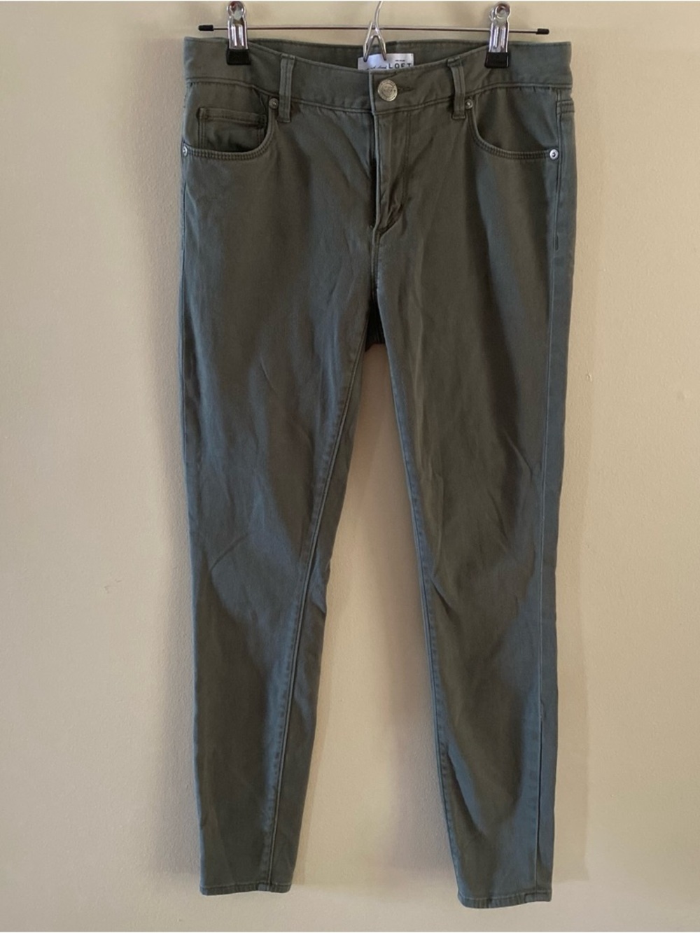 Ann Taylor LOFT Green Skinny Jeans Women’s Size 4 Stretch Mid Rise Olive